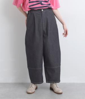 セットアップコクーンデニムパンツ(インディゴネイビー-M)