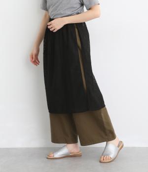 パッチワークレース巻きスカート(ブラック-F)