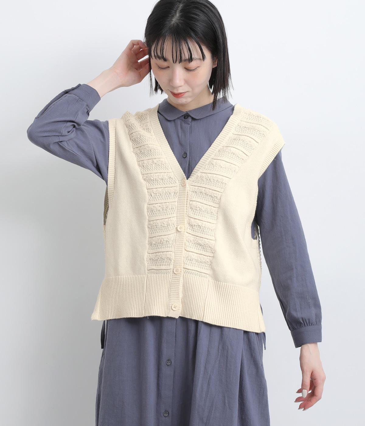 前後２WAYニットベスト(アイボリー-M)