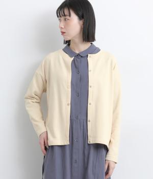 いろいろドットボタン裏毛カーディガン(アイボリー-L)