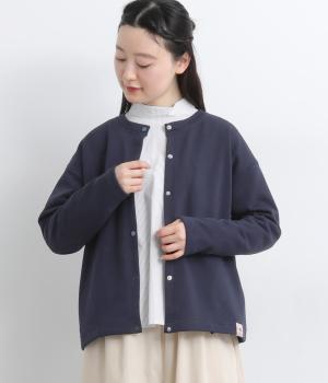 いろいろドットボタン裏毛カーディガン(ネイビー-L)