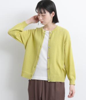 いろいろボタン春色カーディガン(ライム-M)