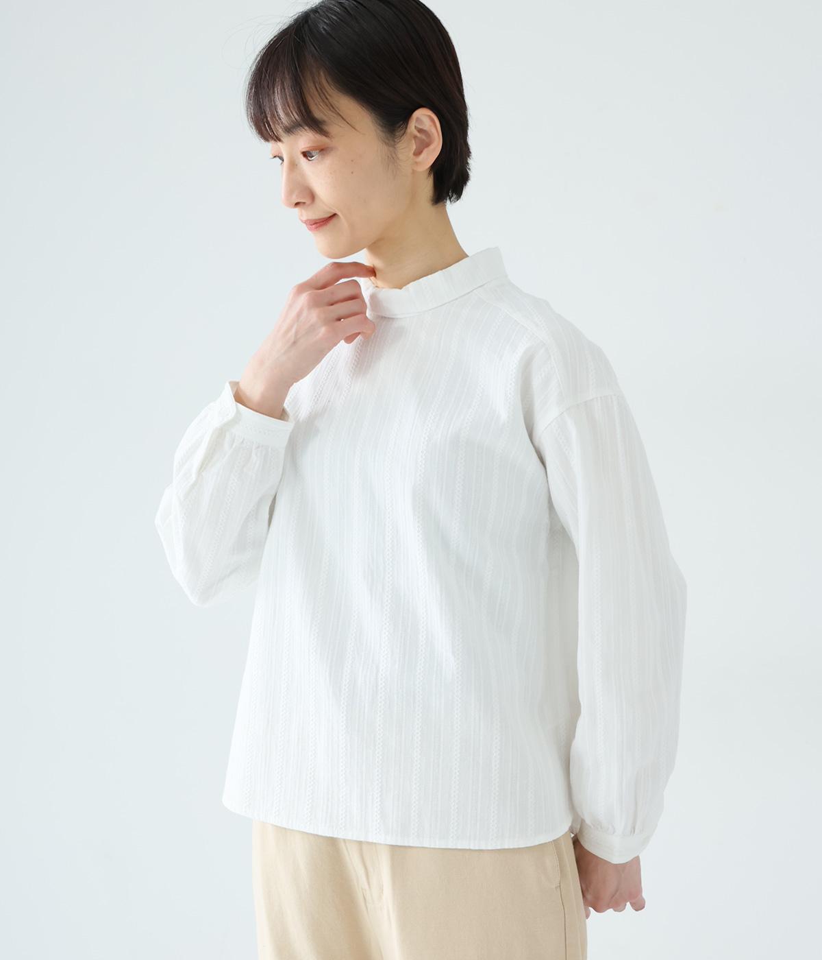 ロールカラープルオーバー(オフホワイトドビー-M)