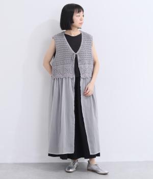 布帛ドッキングニットジレ