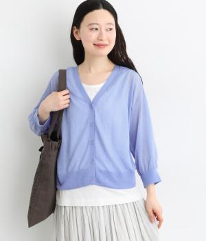 シアーニットカーディガン(ブルー-L)