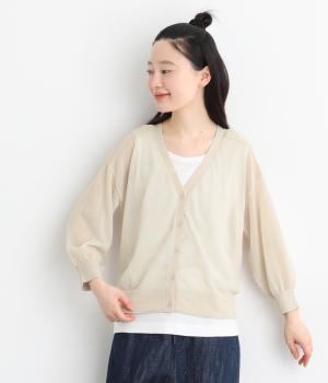 シアーニットカーディガン(ライトベージュ-L)