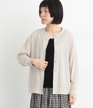 ドットボタンカーディガン(ベージュ-L)