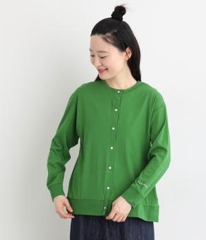 ドットボタンカーディガン(グリーン-L)