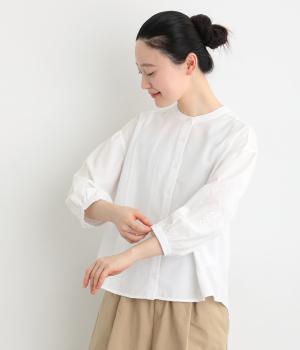 薬草刺繍ブラウス(オフホワイト-L)