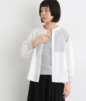 パッチワークシャツ(オフホワイト-L)