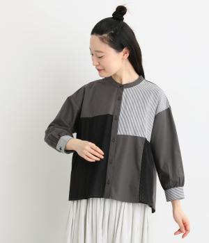 パッチワークシャツ(チャコール-L)