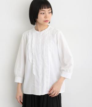 フリル付きブラウス(オフホワイト-L)