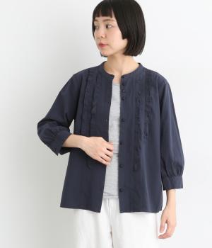 フリル付きブラウス(ネイビー-L)