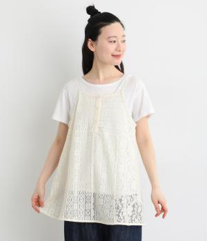 レース&ドットキャミソール(キナリ-L)