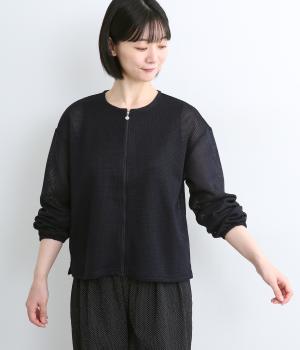 ZIPあきカーディガン(ネイビー-L)