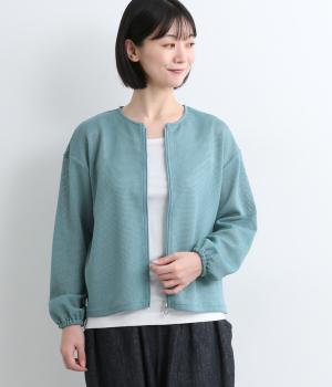 ZIPあきカーディガン(ブルーグリーン-L)
