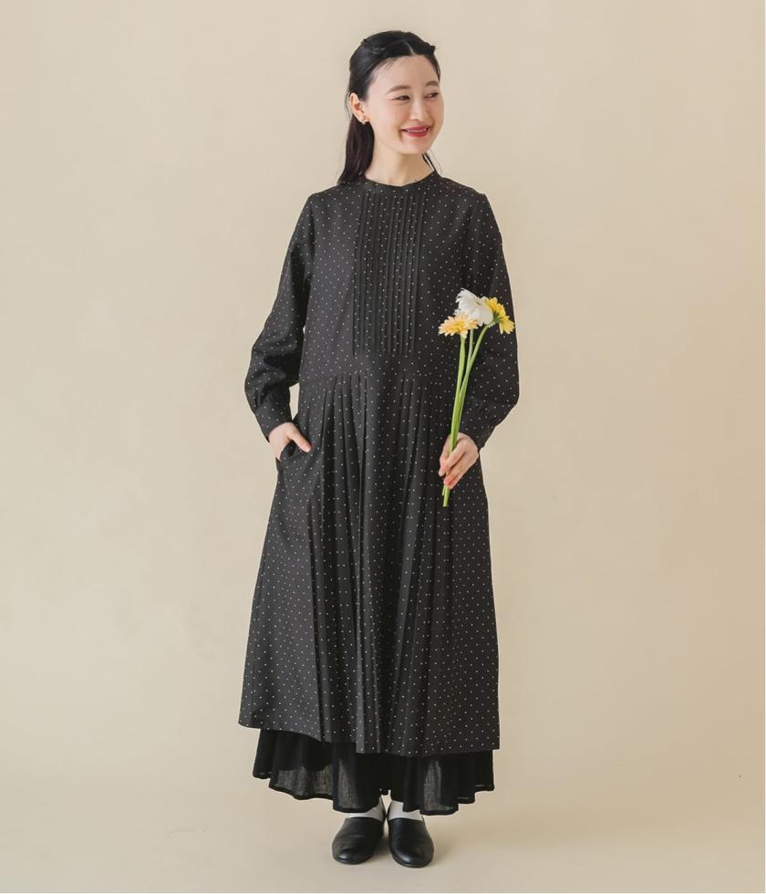 ピンタック＆プリーツワンピース