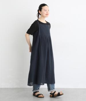 シアーチェックキャミワンピース(ネイビー-L)