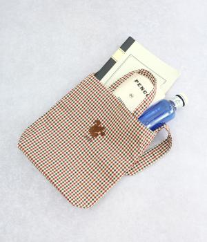 チェック柄2WAYトートバッグ（レッド・F）