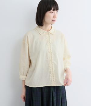 灯り刺繍シャツ(キナリ-L)
