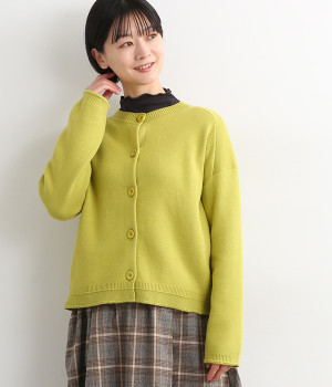 両面ジャカードカーディガン(グリーン-L)