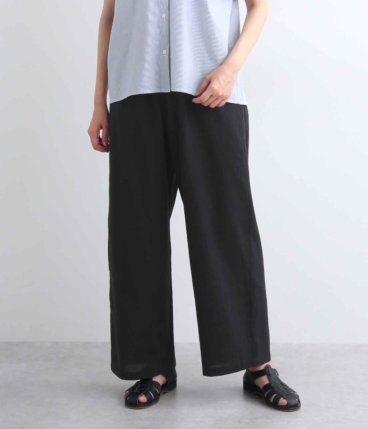 コットンリネンパンツ(チャコール-M)