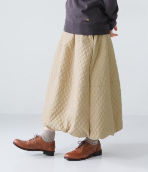 撥水キルティングバルーンスカート(ベージュ-L)