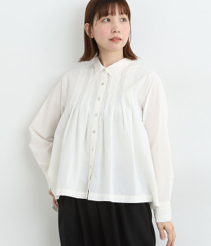 タックステッチ襟付きシャツ(アイボリー-L)