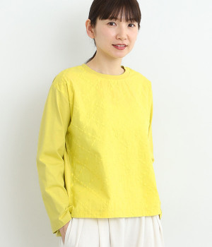 フロント布帛刺繍プルオーバー(イエロー-M)
