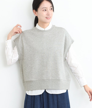 コットン裏毛ベスト(杢グレー-L)