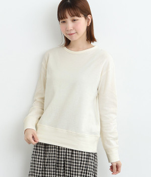 接結天竺クルーネックプルオーバー(オフホワイト-L)