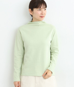 接結天竺ボトルネックプルオーバー