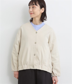 コットンインレーカーディガン(アイボリー-L)