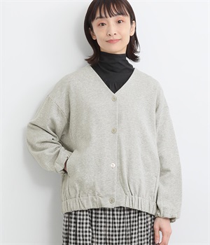 コットンインレーカーディガン(グレー-L)