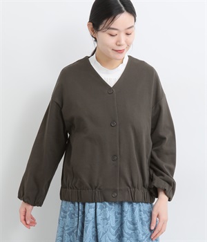 コットンインレーカーディガン(チャコール-L)
