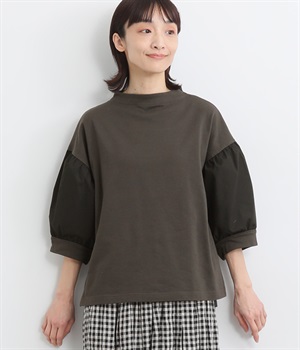 コットンインレーギャザースリーブプルオーバー