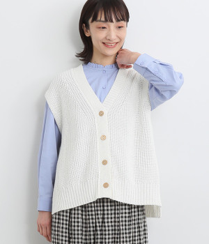 テープヤーンニットベスト(オフホワイト-ONESIZE)