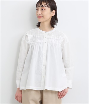 コットンドビーヨークタックシャツ(オフホワイト-L)