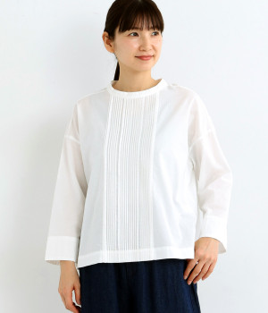 コットンドビーピンタックプルオーバー(オフホワイト-M)