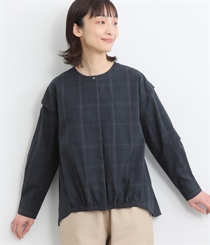 ヘムギャザーシャツ(ネイビー-M)