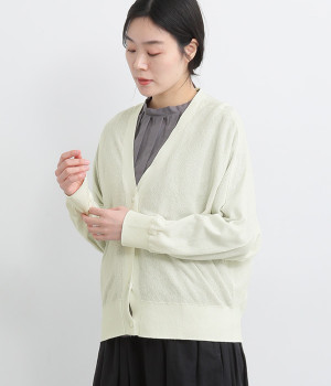 リネンMIXニットカーディガン(オフホワイト-ONESIZE)