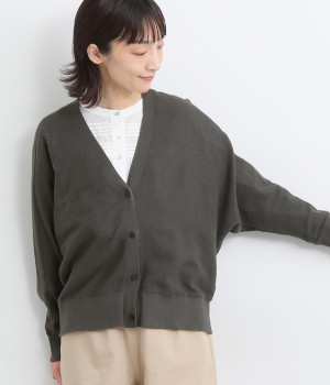 リネンMIXニットカーディガン(チャコール-ONESIZE)