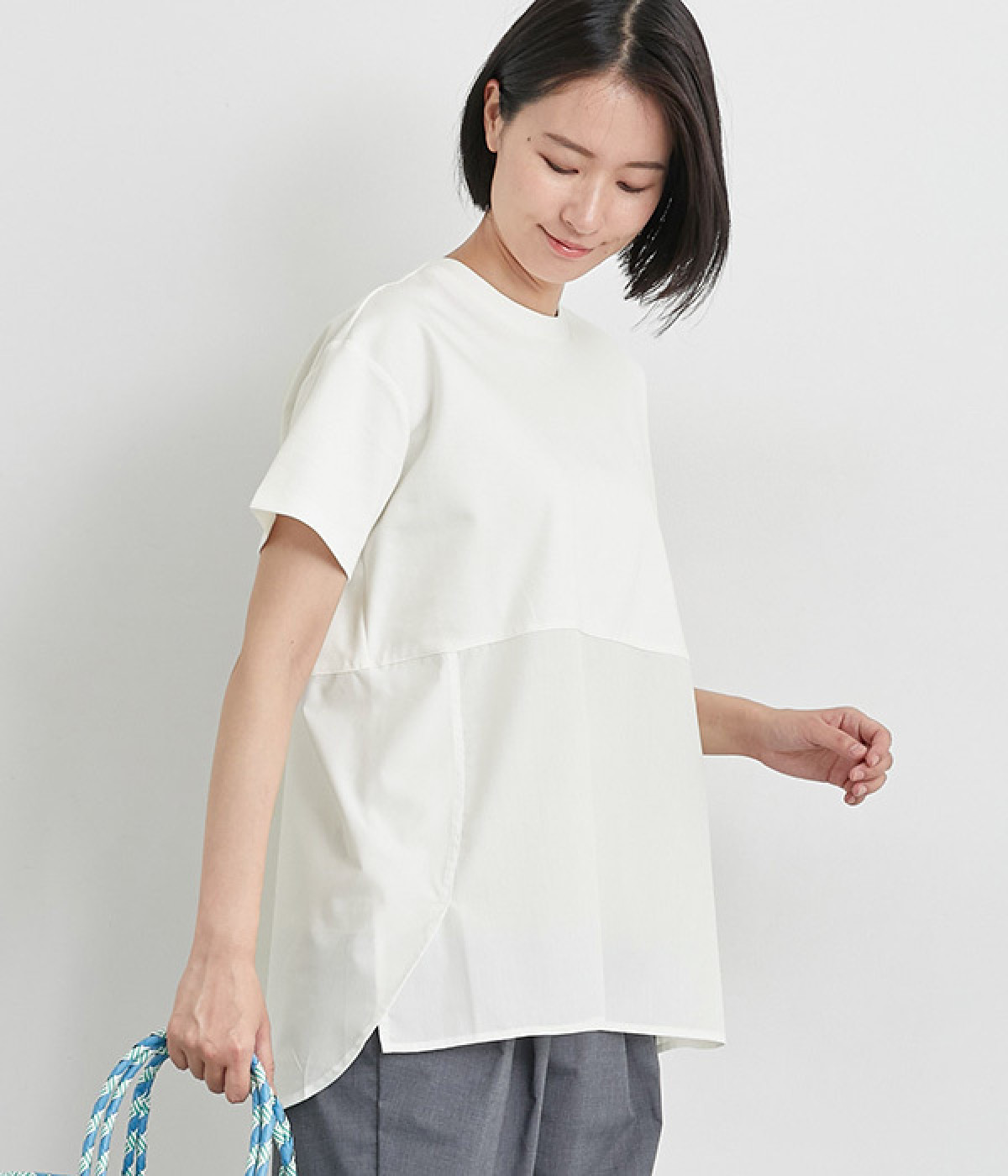 フレアー切替カットプルオーバー(オフホワイト-L)