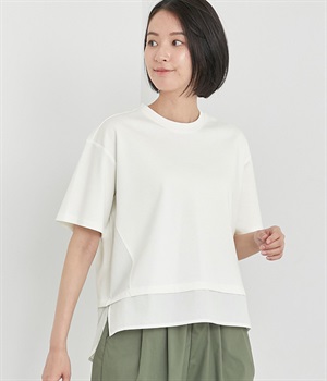 サイド布帛ドッキングプルオーバー(オフホワイト-L)