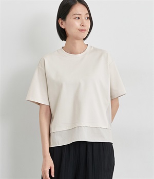 サイド布帛ドッキングプルオーバー(ライトグレー-L)