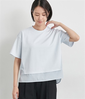 サイド布帛ドッキングプルオーバー(サックス-L)