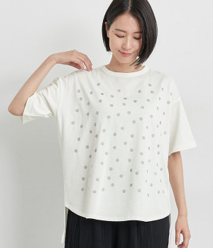 ドットTシャツ(オフホワイト-L)