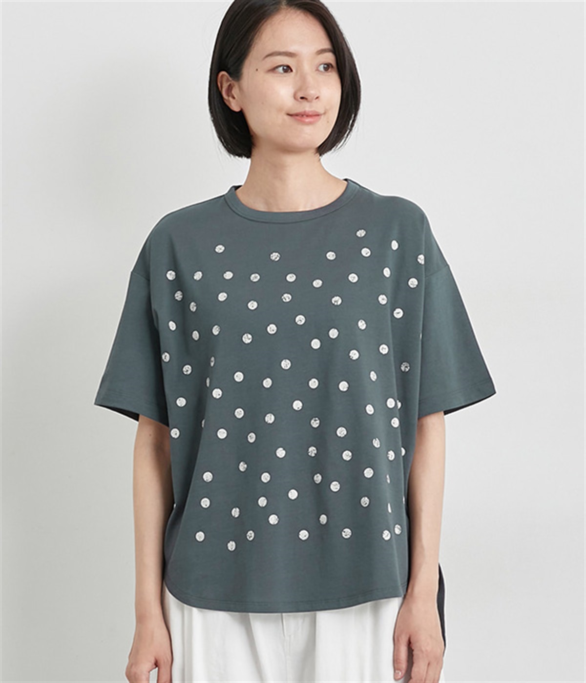ドットTシャツ(チャコール-M)