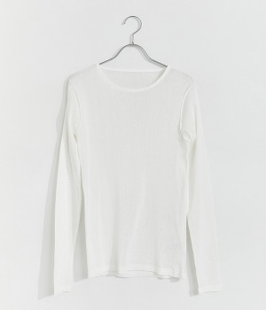 コットンメッシュクルーネックインナー(オフホワイト-L)