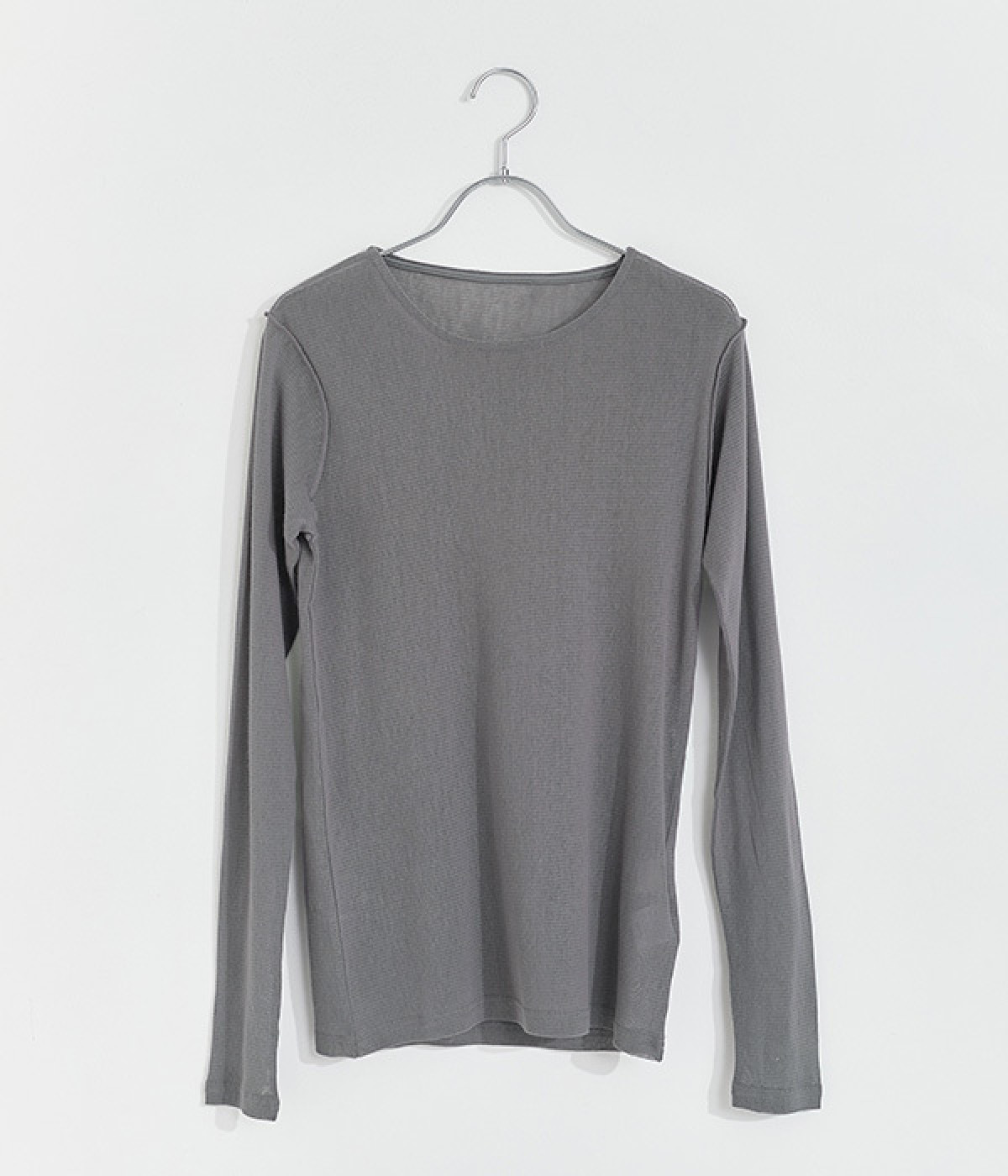 コットンメッシュクルーネックインナー(チャコール-M)